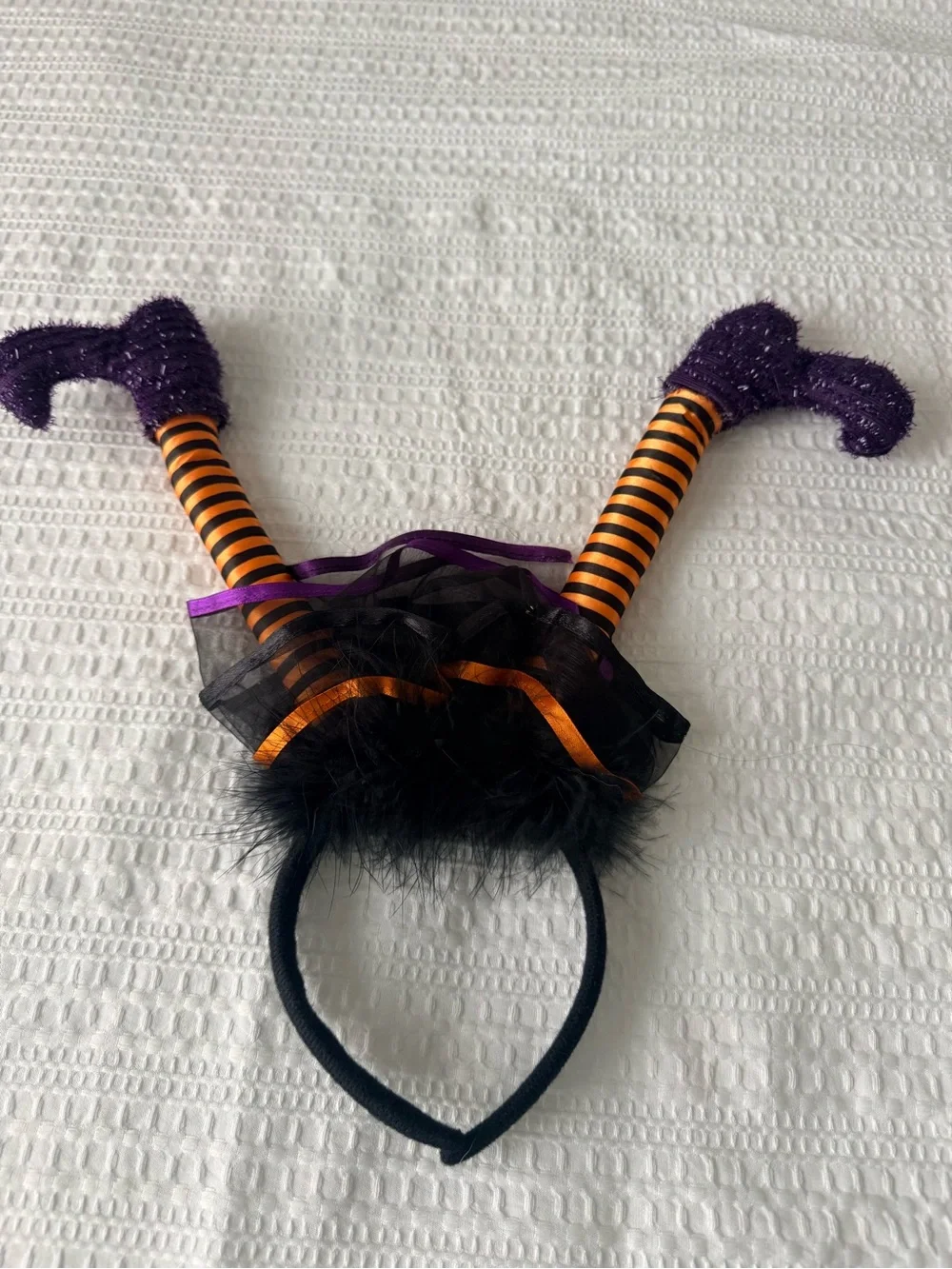 Kids Purple & Orange Witch Legs Headband Costume Accessory